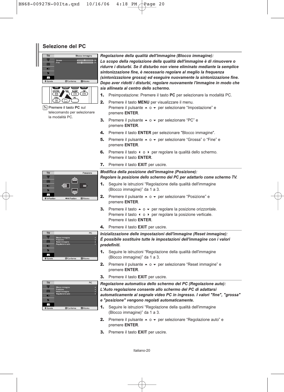 Selezione del pc | Samsung LE26R32B User Manual | Page 148 / 152