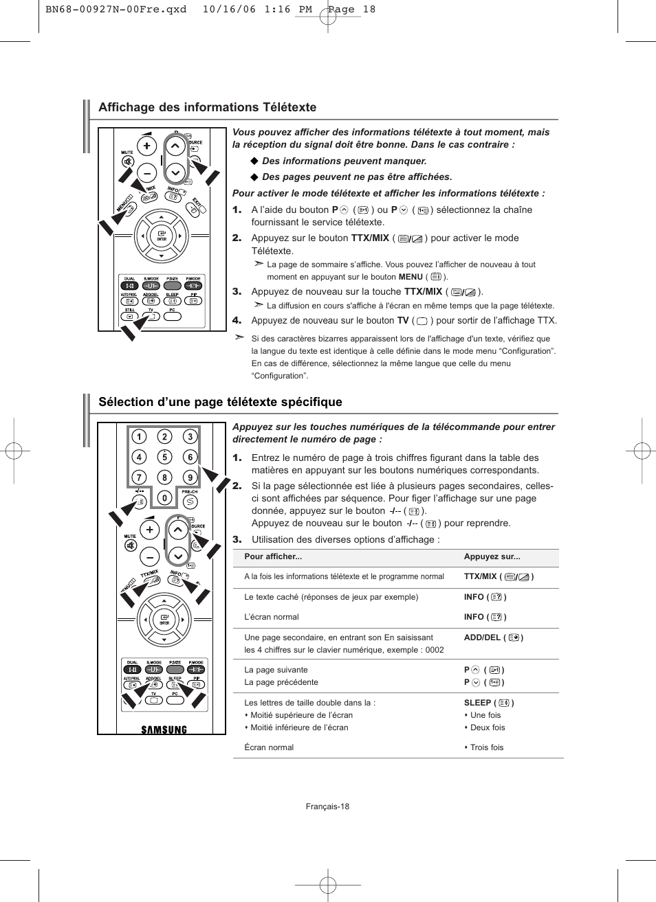 Affichage des informations télétexte, Sélection d’une page télétexte spécifique | Samsung LE26R32B User Manual | Page 41 / 152