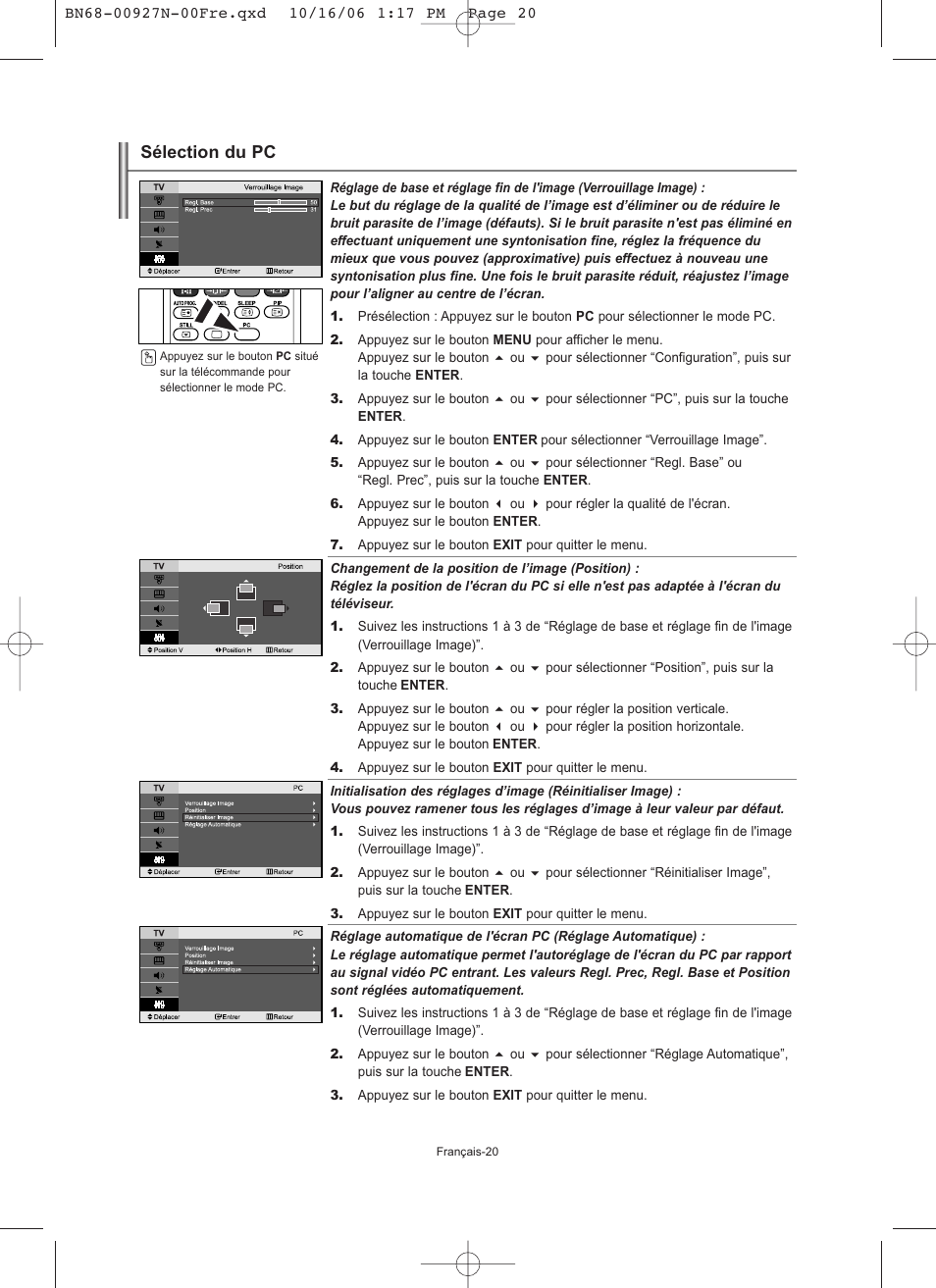 Sélection du pc | Samsung LE26R32B User Manual | Page 43 / 152