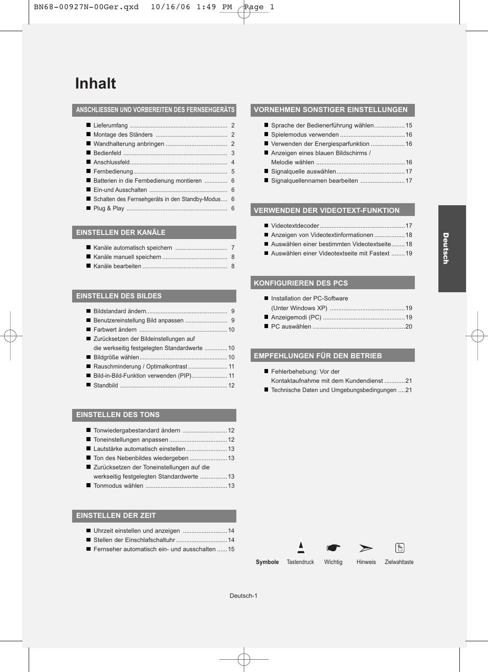 Inhalt | Samsung LE26R32B User Manual | Page 45 / 152
