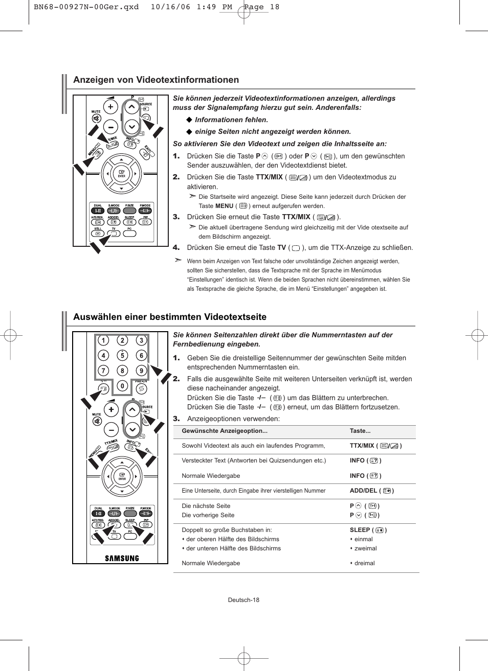 Anzeigen von videotextinformationen, Auswählen einer bestimmten videotextseite | Samsung LE26R32B User Manual | Page 62 / 152