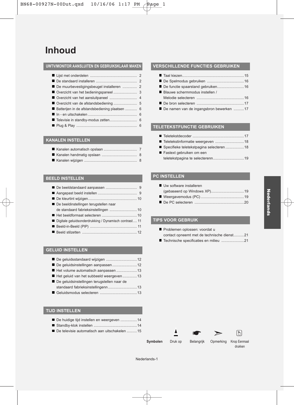 Inhoud | Samsung LE26R32B User Manual | Page 66 / 152