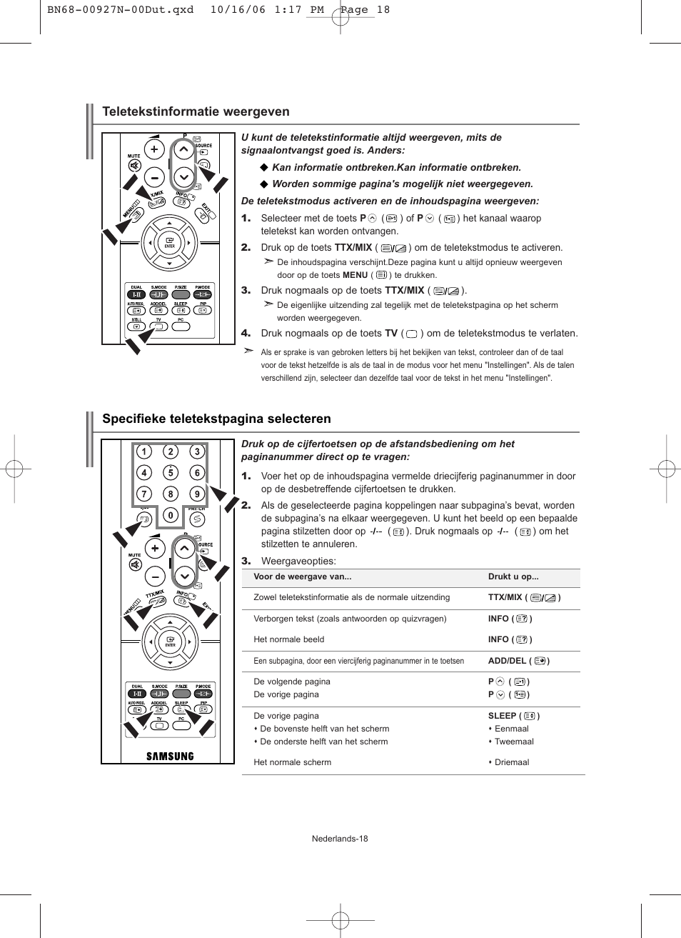 Teletekstinformatie weergeven, Specifieke teletekstpagina selecteren | Samsung LE26R32B User Manual | Page 83 / 152