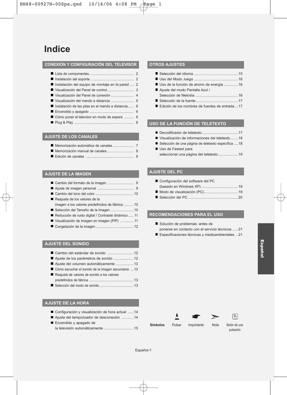 Indice | Samsung LE26R32B User Manual | Page 87 / 152