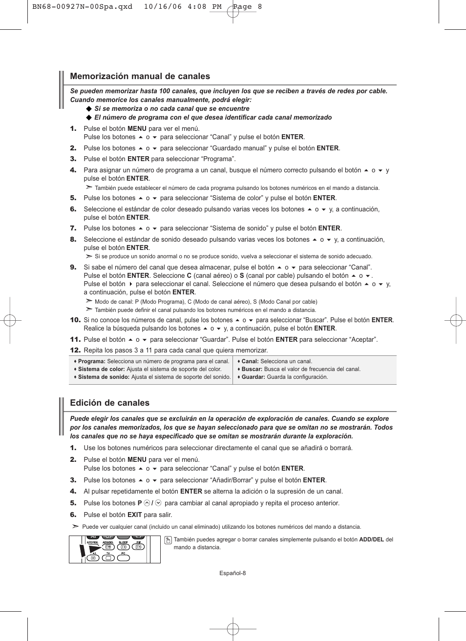 Edición de canales | Samsung LE26R32B User Manual | Page 94 / 152