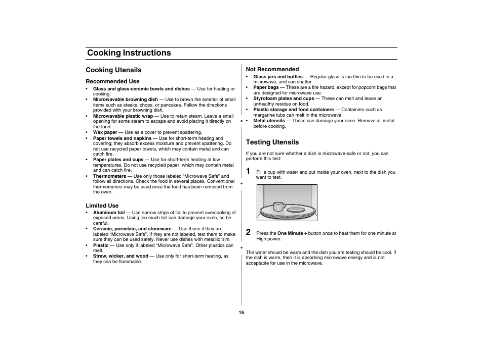 Cooking instructions | Amana AMC5101AAS User Manual | Page 15 / 25