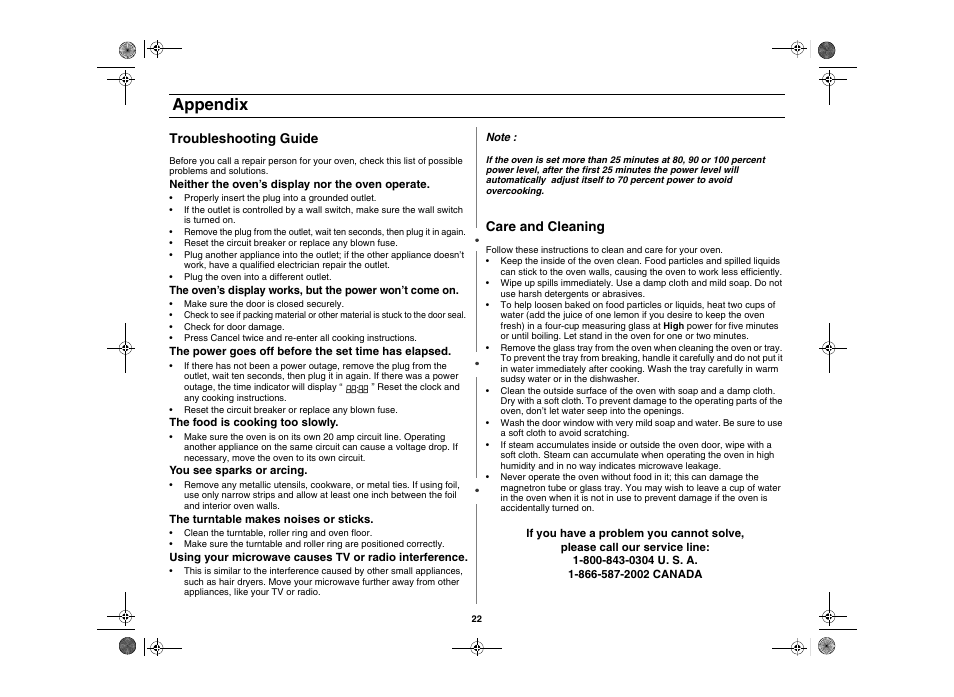 Appendix, Troubleshooting guide, Care and cleaning | Amana AMC5101AAS User Manual | Page 22 / 25