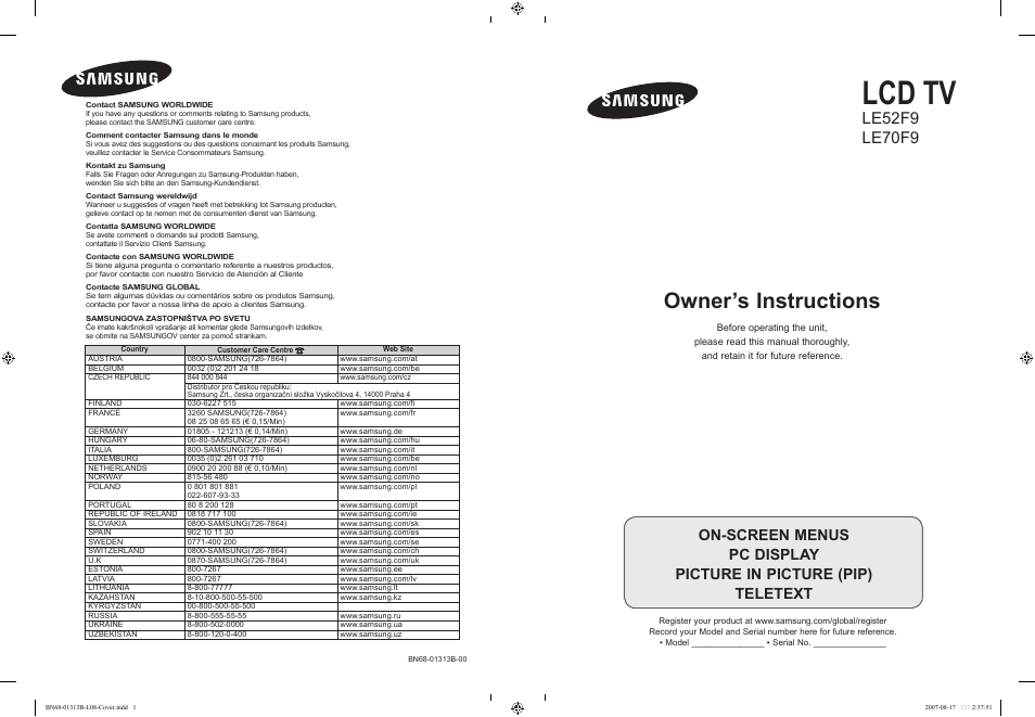Samsung LE52F96BD User Manual | 516 pages