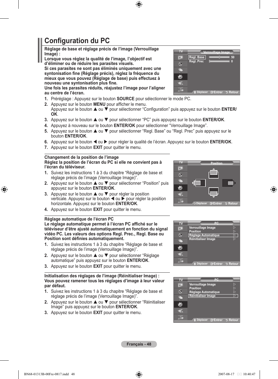 Configuration du pc | Samsung LE52F96BD User Manual | Page 114 / 516