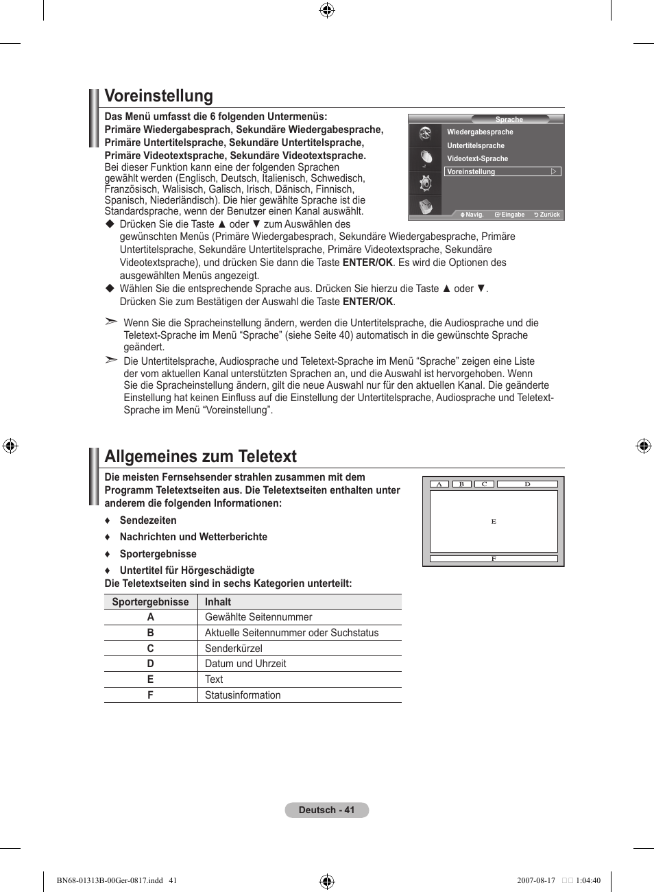 Voreinstellung, Allgemeines zum teletext | Samsung LE52F96BD User Manual | Page 171 / 516