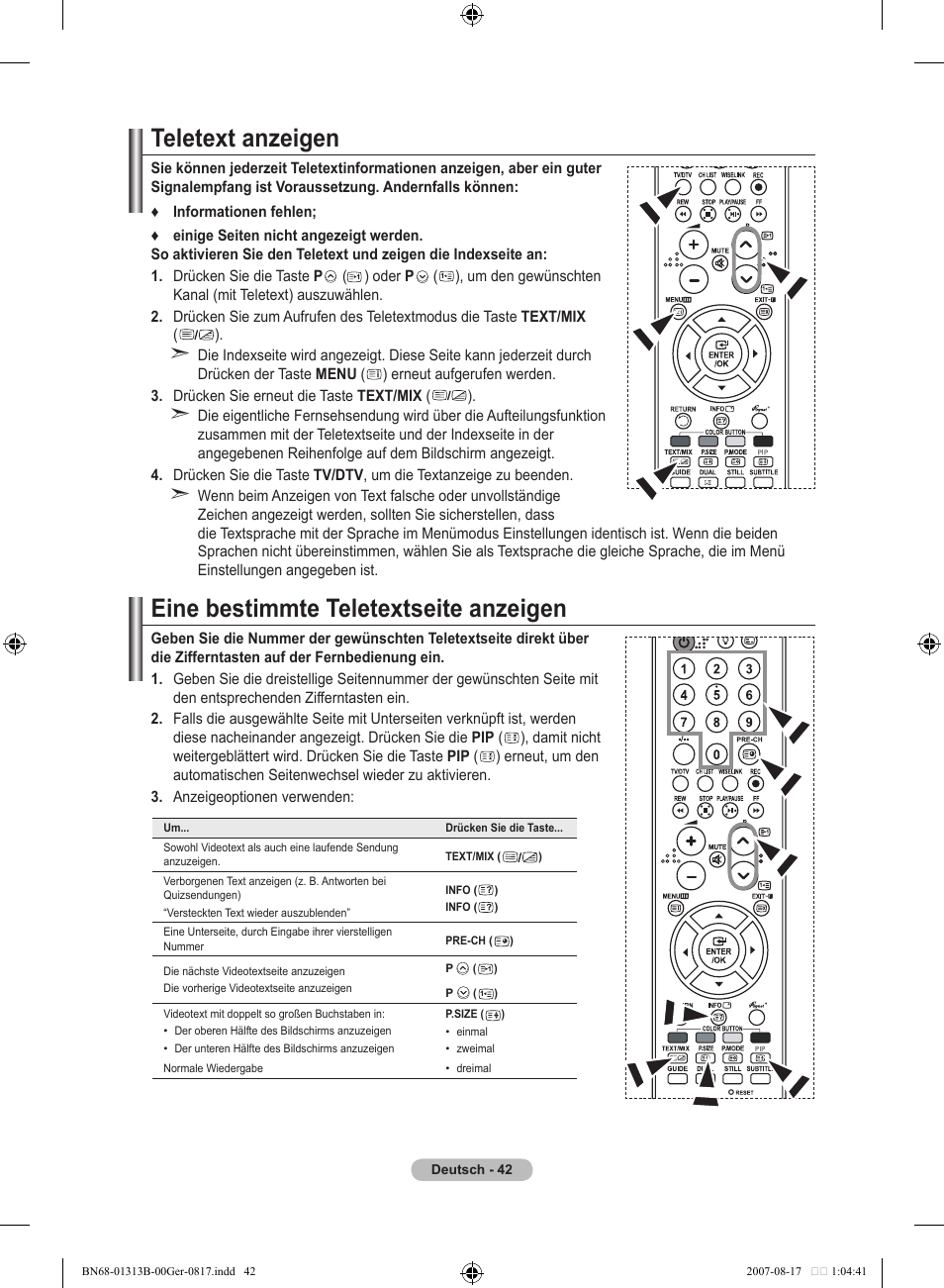 Teletext anzeigen, Eine bestimmte teletextseite anzeigen | Samsung LE52F96BD User Manual | Page 172 / 516