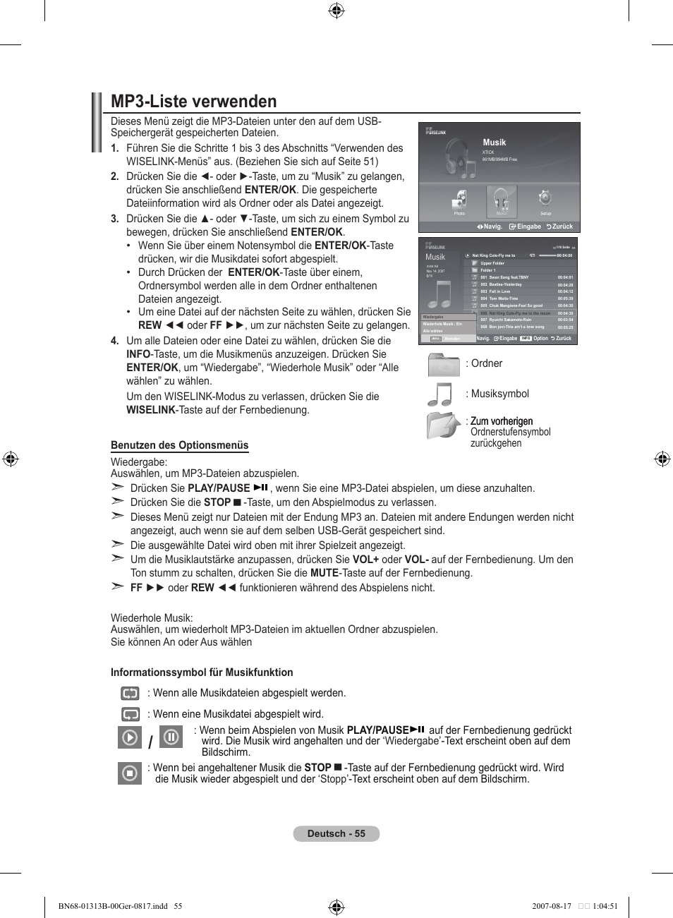 Mp-liste verwenden | Samsung LE52F96BD User Manual | Page 185 / 516