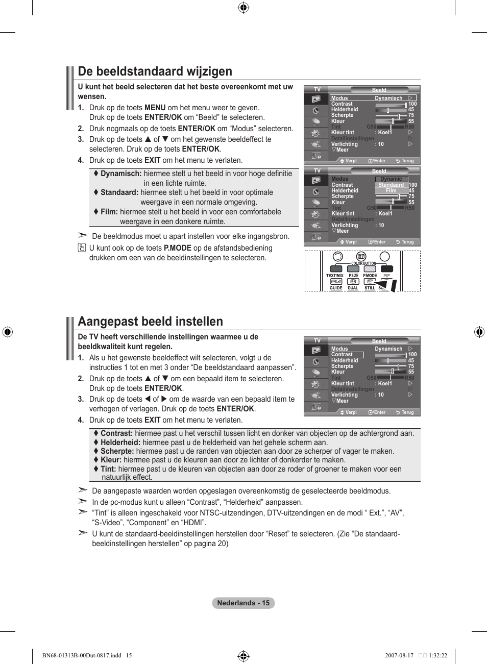 De beeldstandaard wijzigen, Aangepast beeld instellen | Samsung LE52F96BD User Manual | Page 209 / 516
