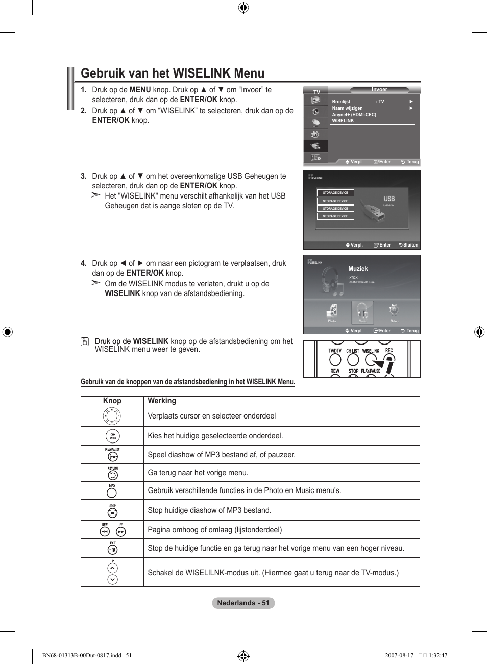 Gebruik van het wiselink menu | Samsung LE52F96BD User Manual | Page 245 / 516