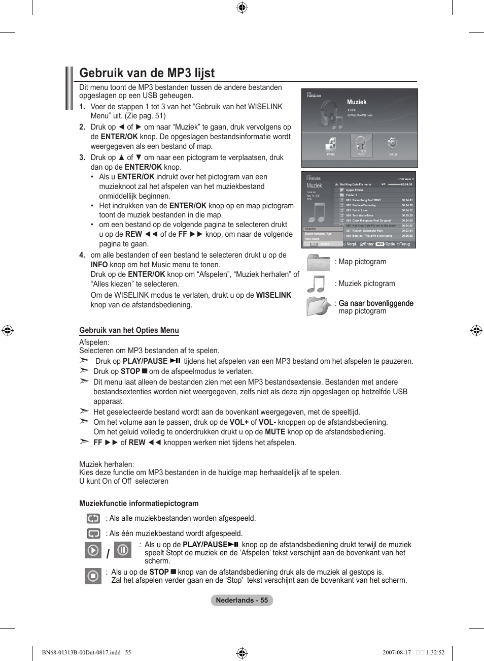 Gebruik van de mp lijst | Samsung LE52F96BD User Manual | Page 249 / 516