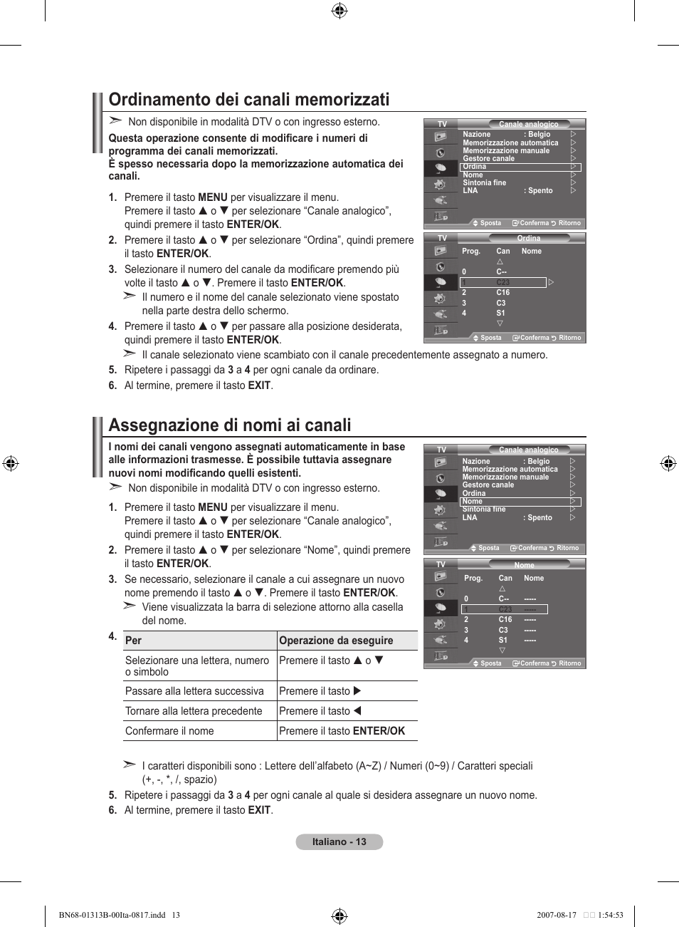 Assegnazione di nomi ai canali | Samsung LE52F96BD User Manual | Page 271 / 516