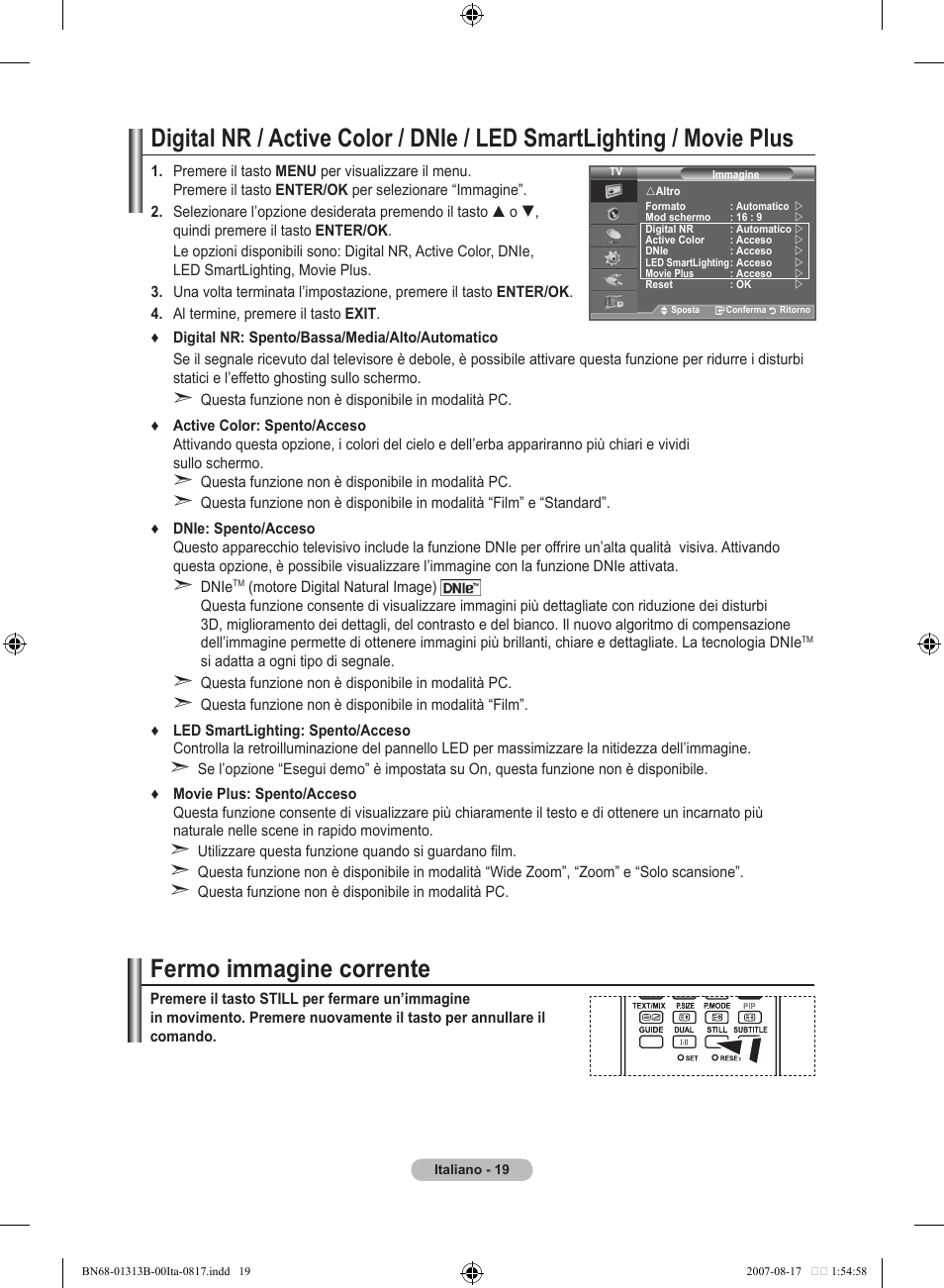 Fermo immagine corrente | Samsung LE52F96BD User Manual | Page 277 / 516