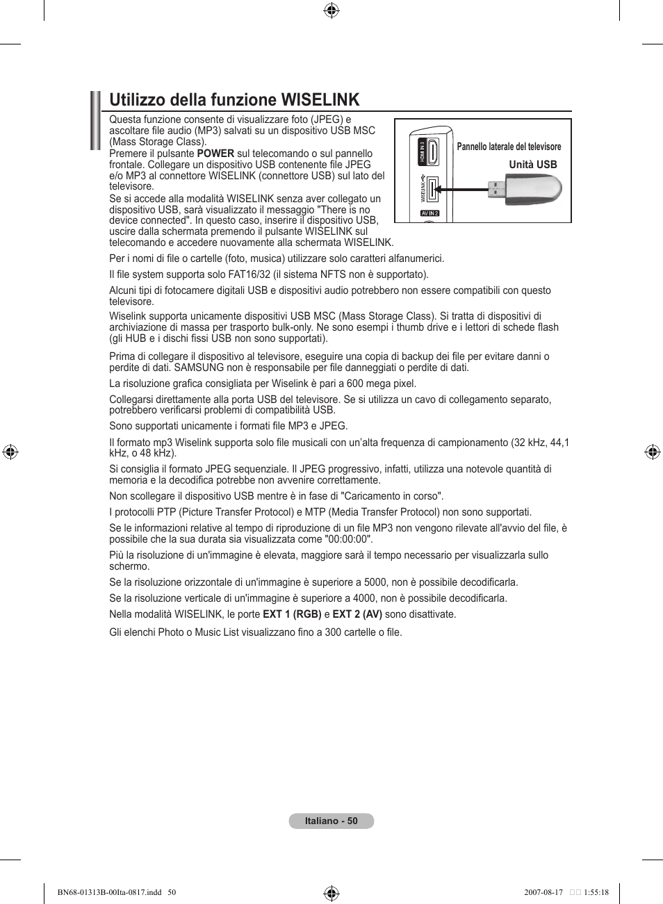 Utilizzo della funzione wiselink | Samsung LE52F96BD User Manual | Page 308 / 516