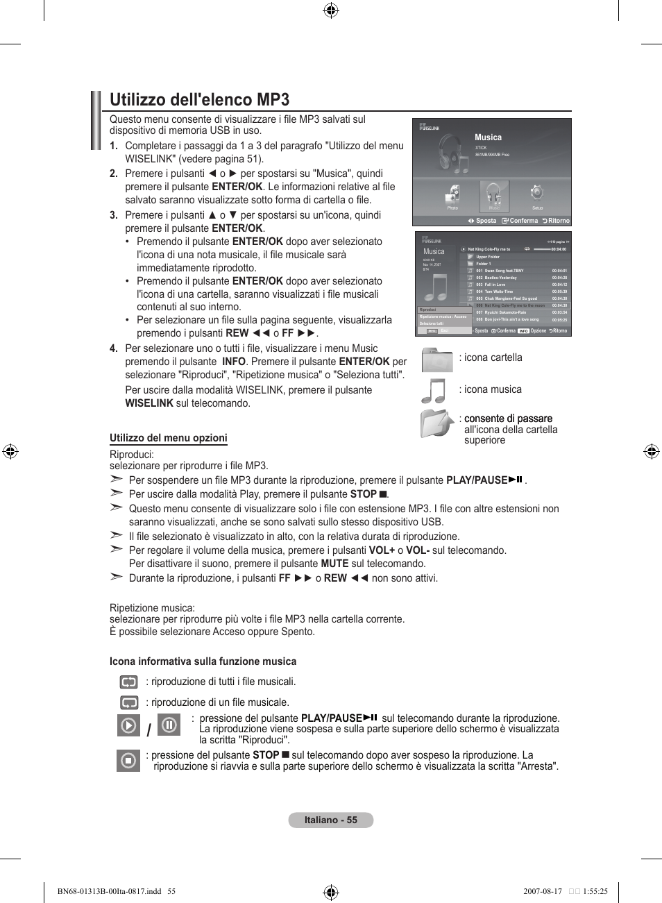 Utilizzo dell'elenco mp | Samsung LE52F96BD User Manual | Page 313 / 516