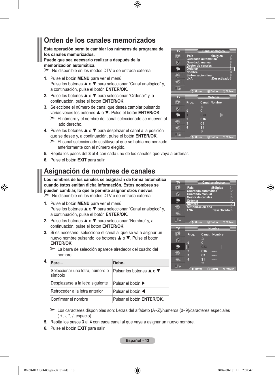 Asignación de nombres de canales | Samsung LE52F96BD User Manual | Page 337 / 516