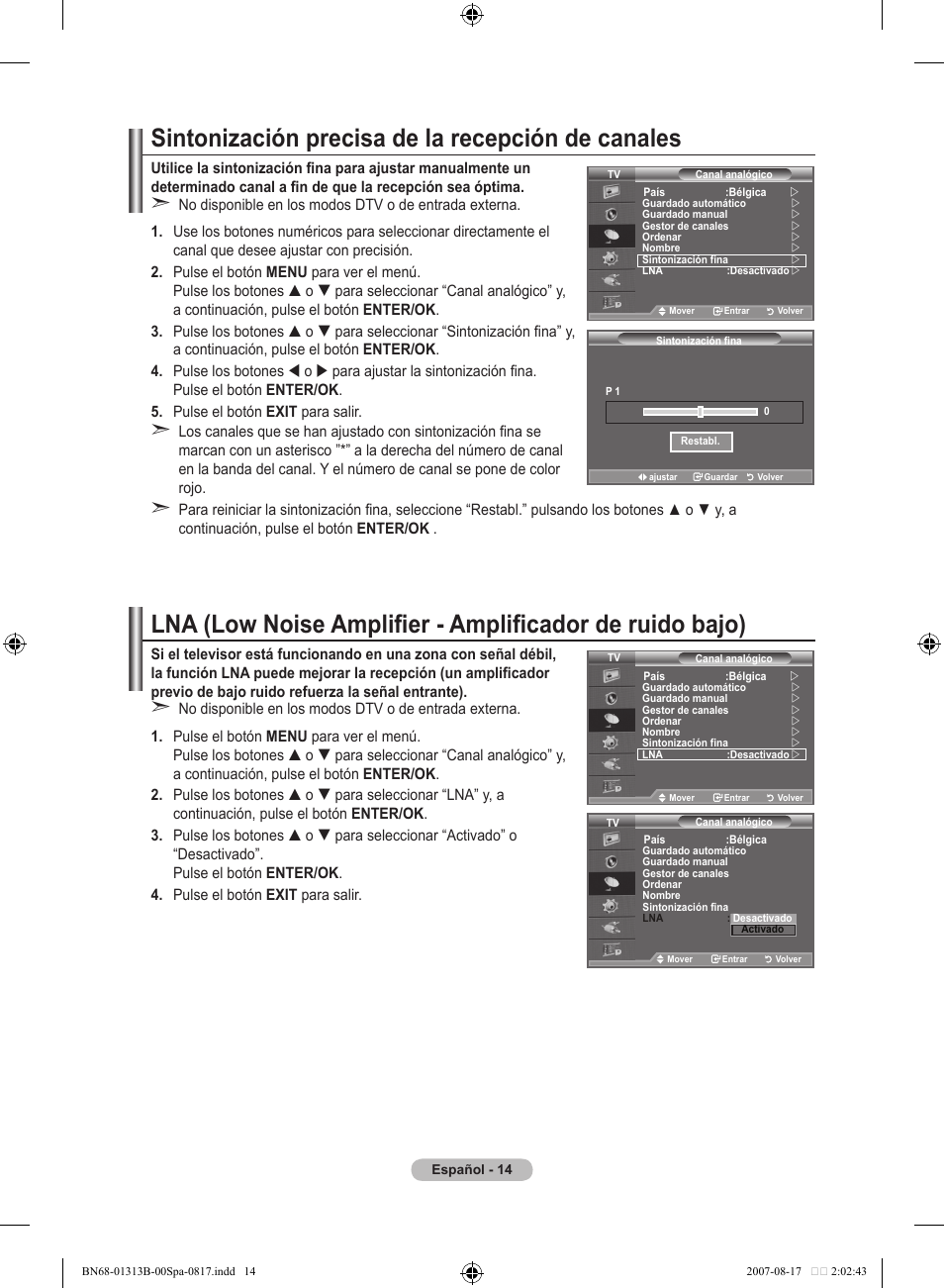 Sintonización precisa de la recepción de canales | Samsung LE52F96BD User Manual | Page 338 / 516