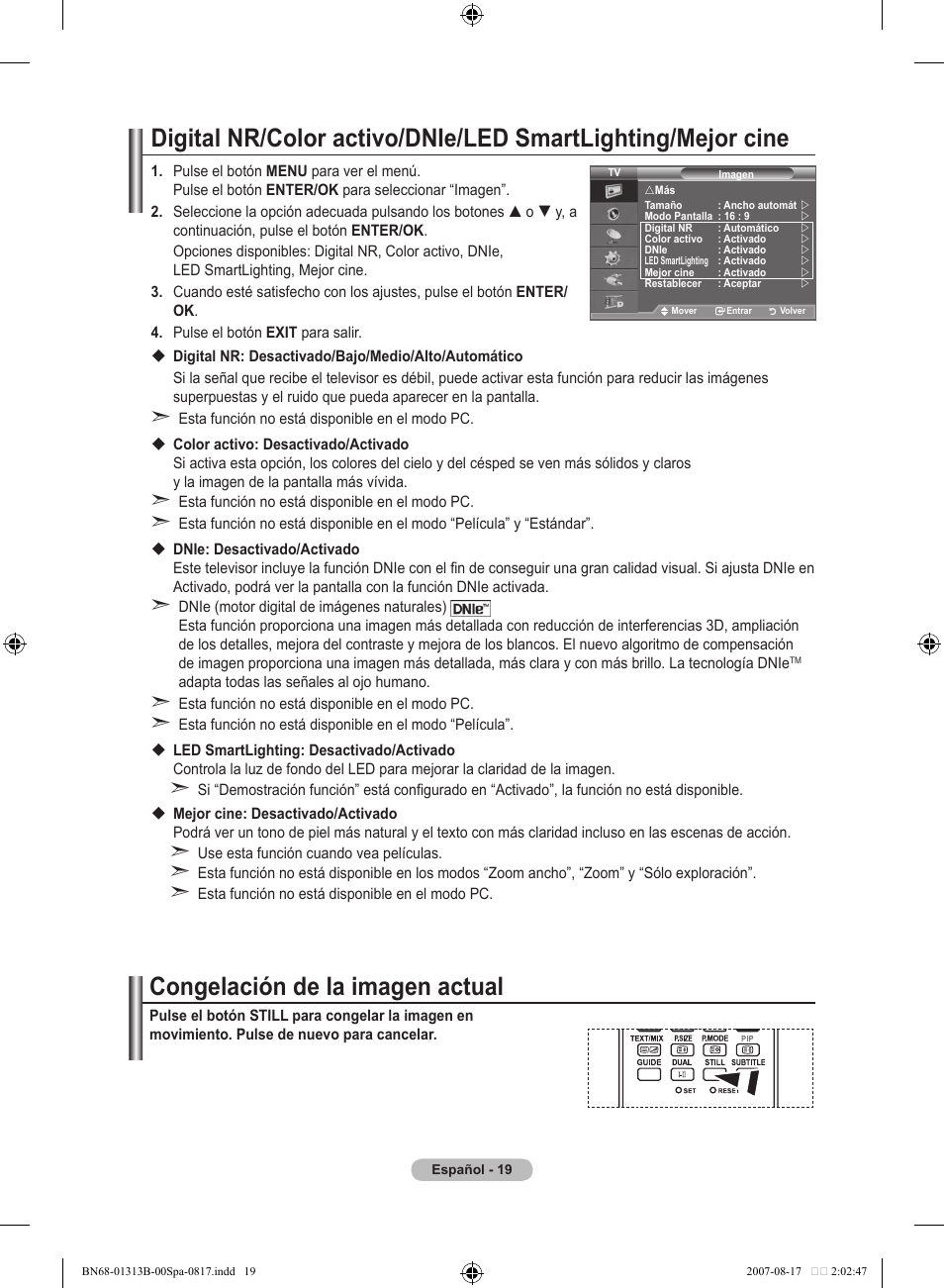 Congelación de la imagen actual | Samsung LE52F96BD User Manual | Page 343 / 516