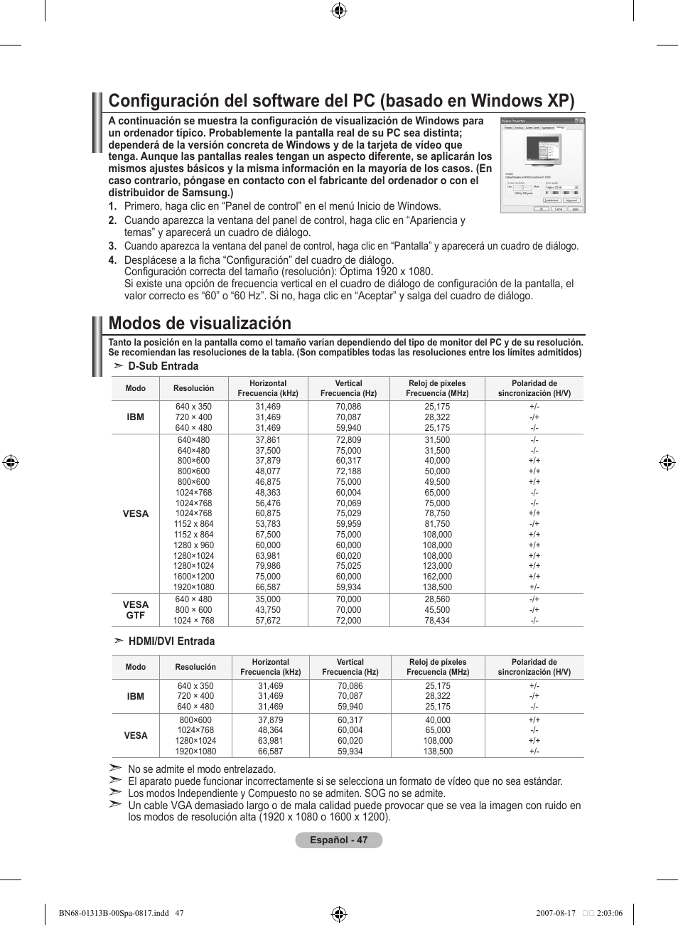 Modos de visualización | Samsung LE52F96BD User Manual | Page 371 / 516