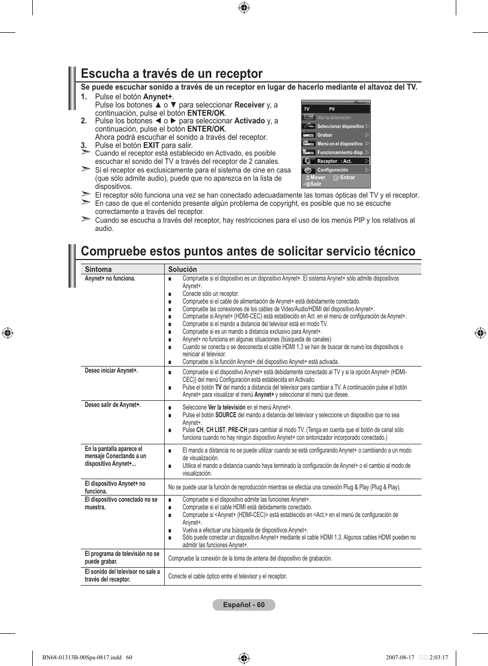 Escucha a través de un receptor | Samsung LE52F96BD User Manual | Page 384 / 516