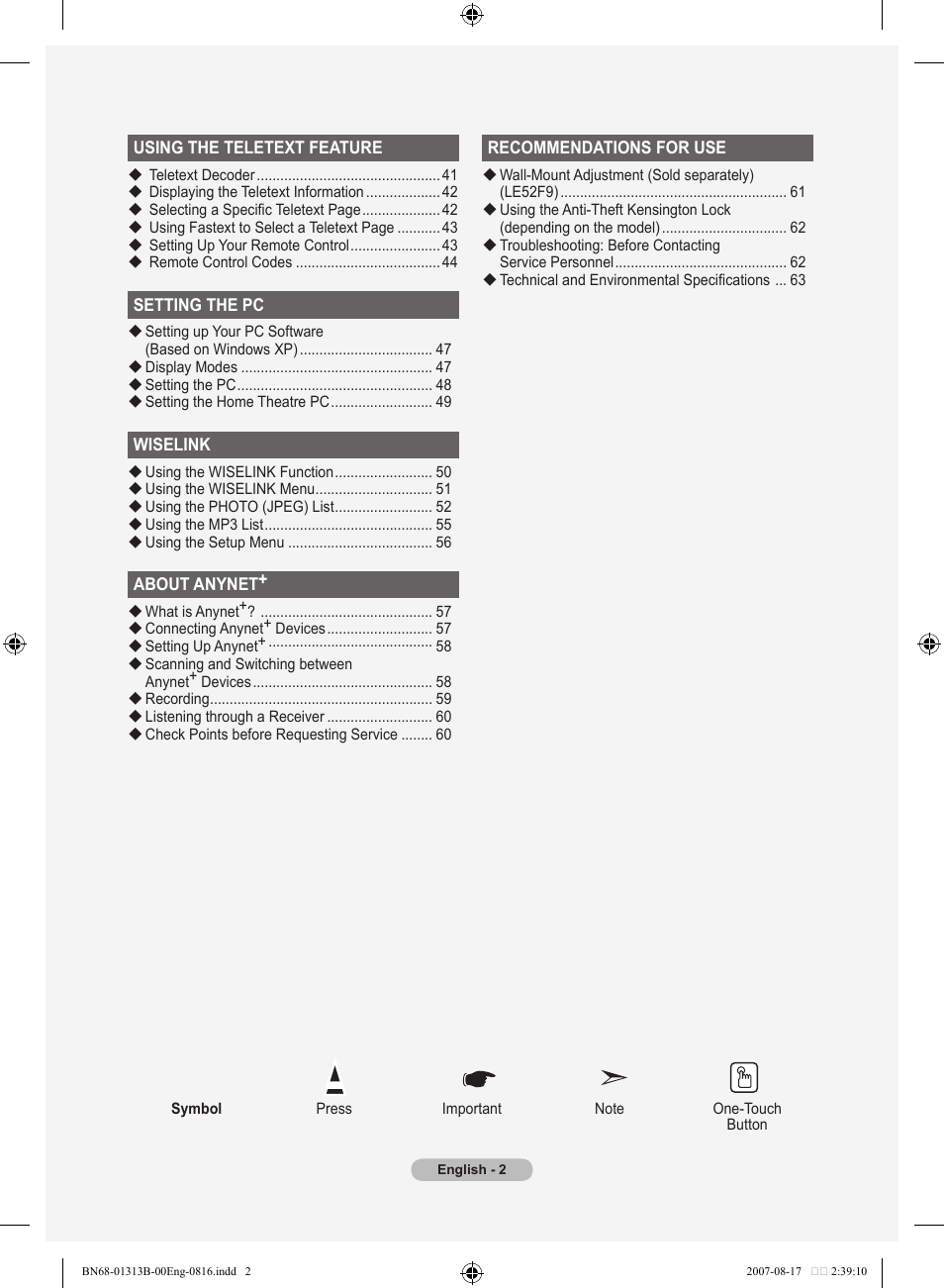 Samsung LE52F96BD User Manual | Page 4 / 516
