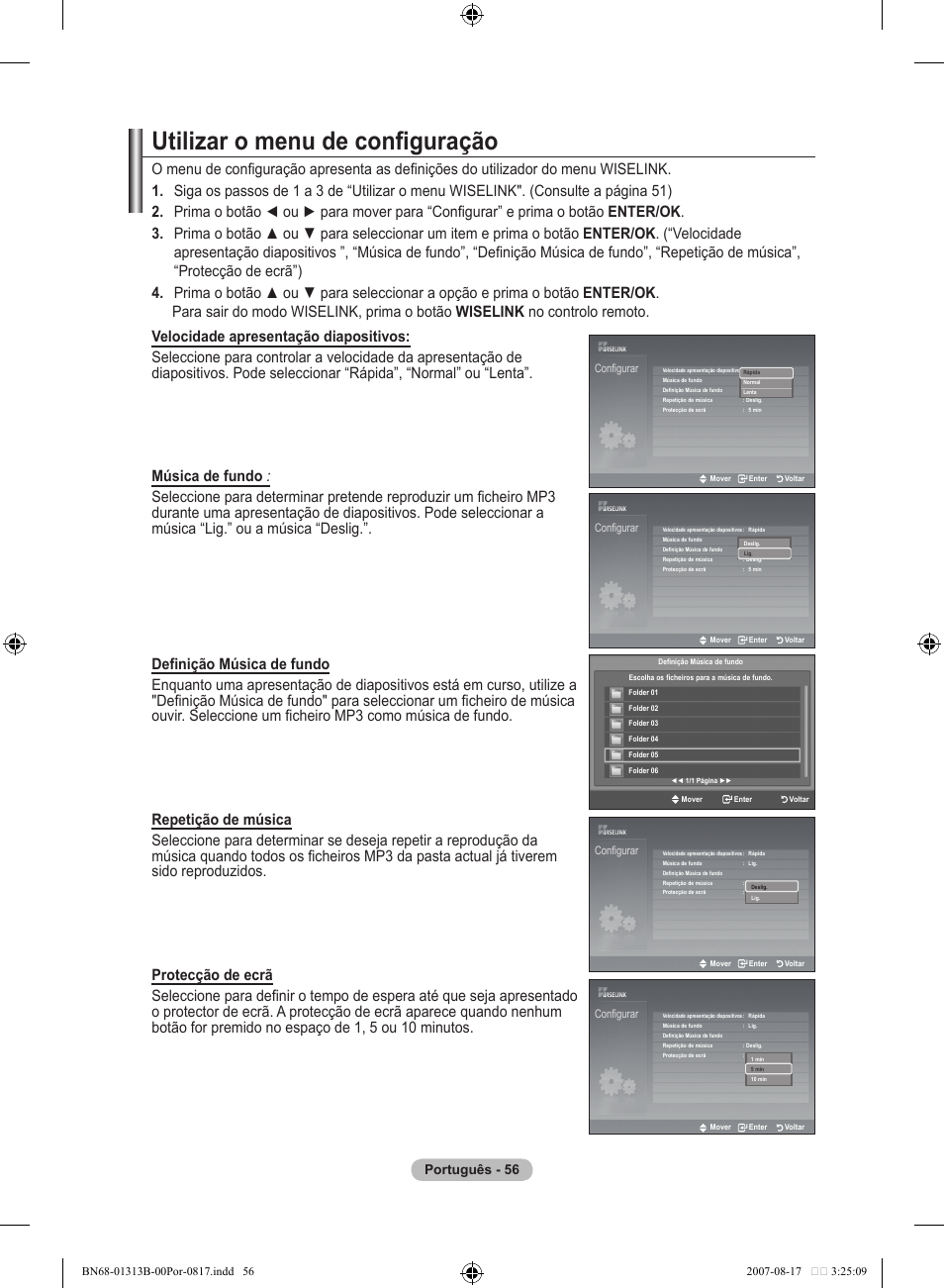 Utilizar o menu de configuração, Português - 5 | Samsung LE52F96BD User Manual | Page 444 / 516