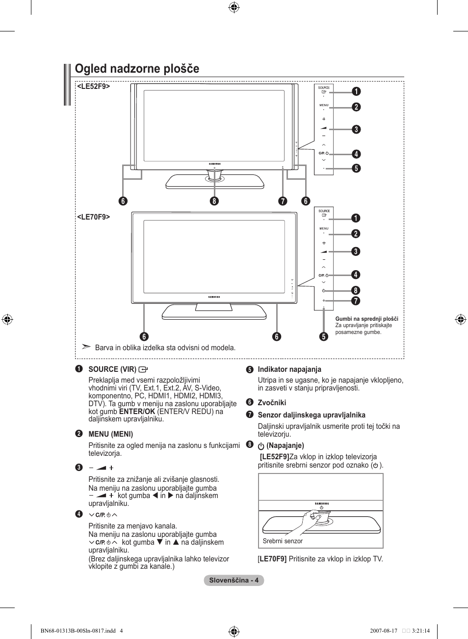 Ogled nadzorne plošče | Samsung LE52F96BD User Manual | Page 456 / 516