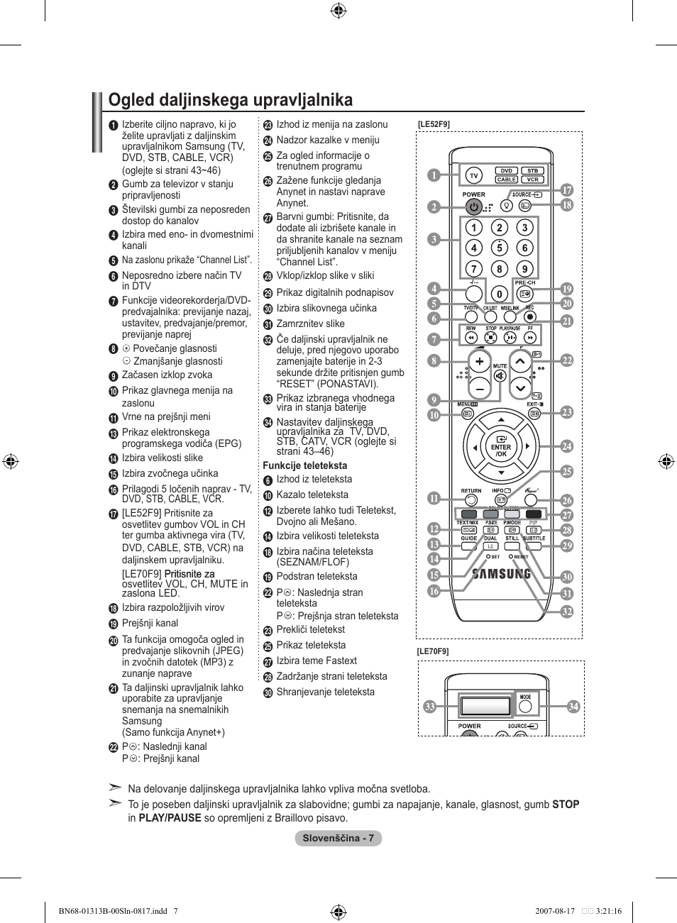 Ogled daljinskega upravljalnika | Samsung LE52F96BD User Manual | Page 459 / 516