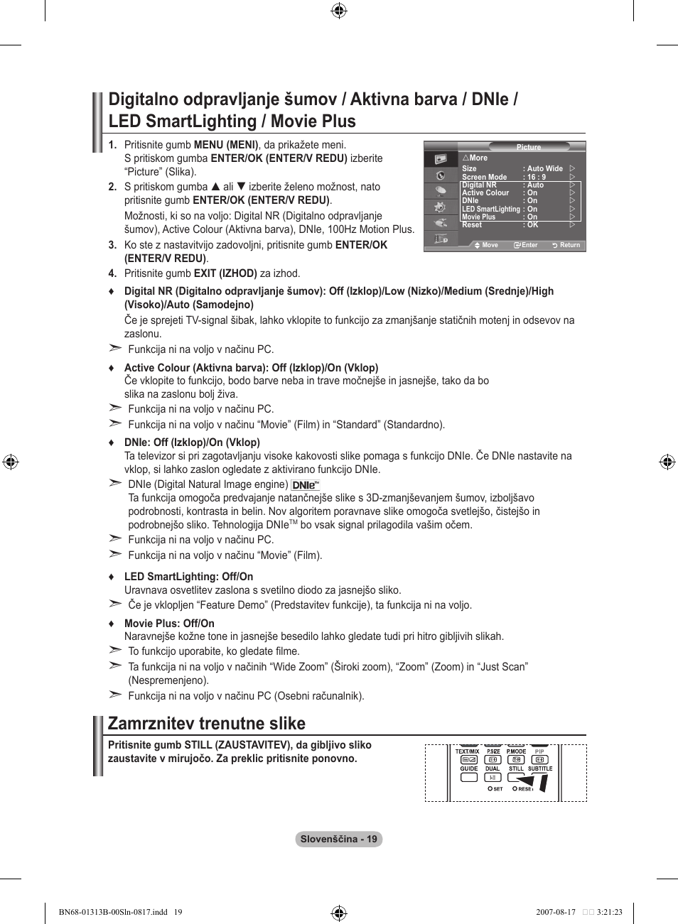 Zamrznitev trenutne slike | Samsung LE52F96BD User Manual | Page 471 / 516