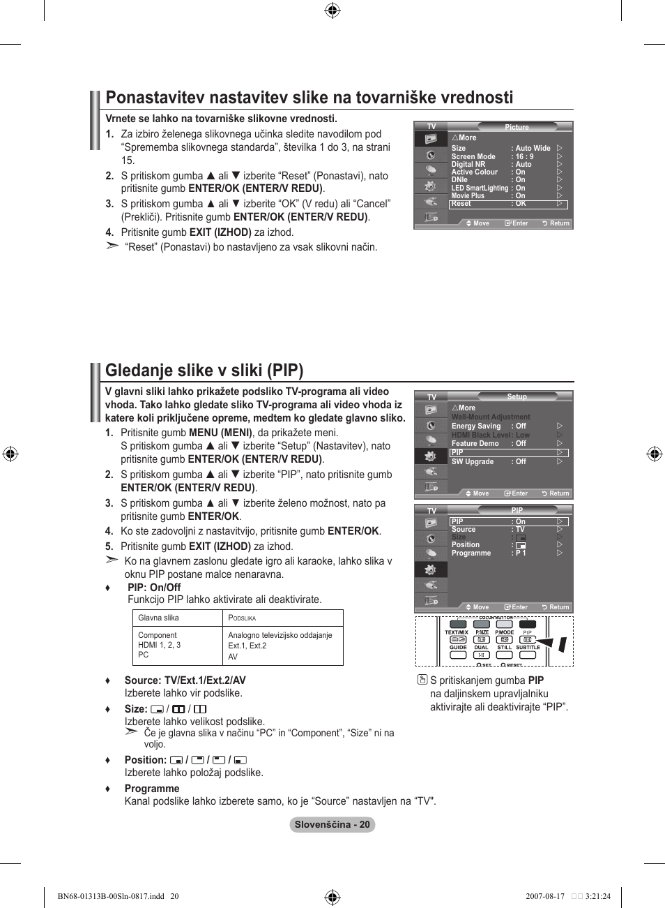 Gledanje slike v sliki (pip) | Samsung LE52F96BD User Manual | Page 472 / 516