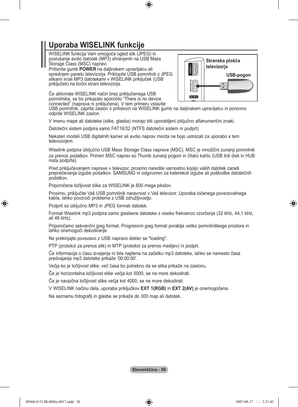 Uporaba wiselink funkcije | Samsung LE52F96BD User Manual | Page 502 / 516