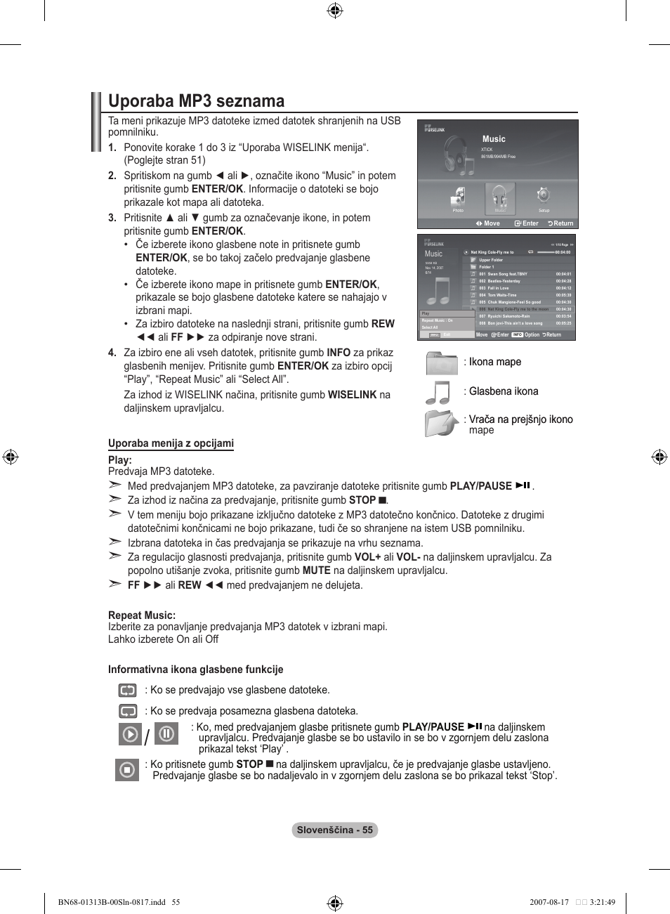 Uporaba mp seznama | Samsung LE52F96BD User Manual | Page 507 / 516