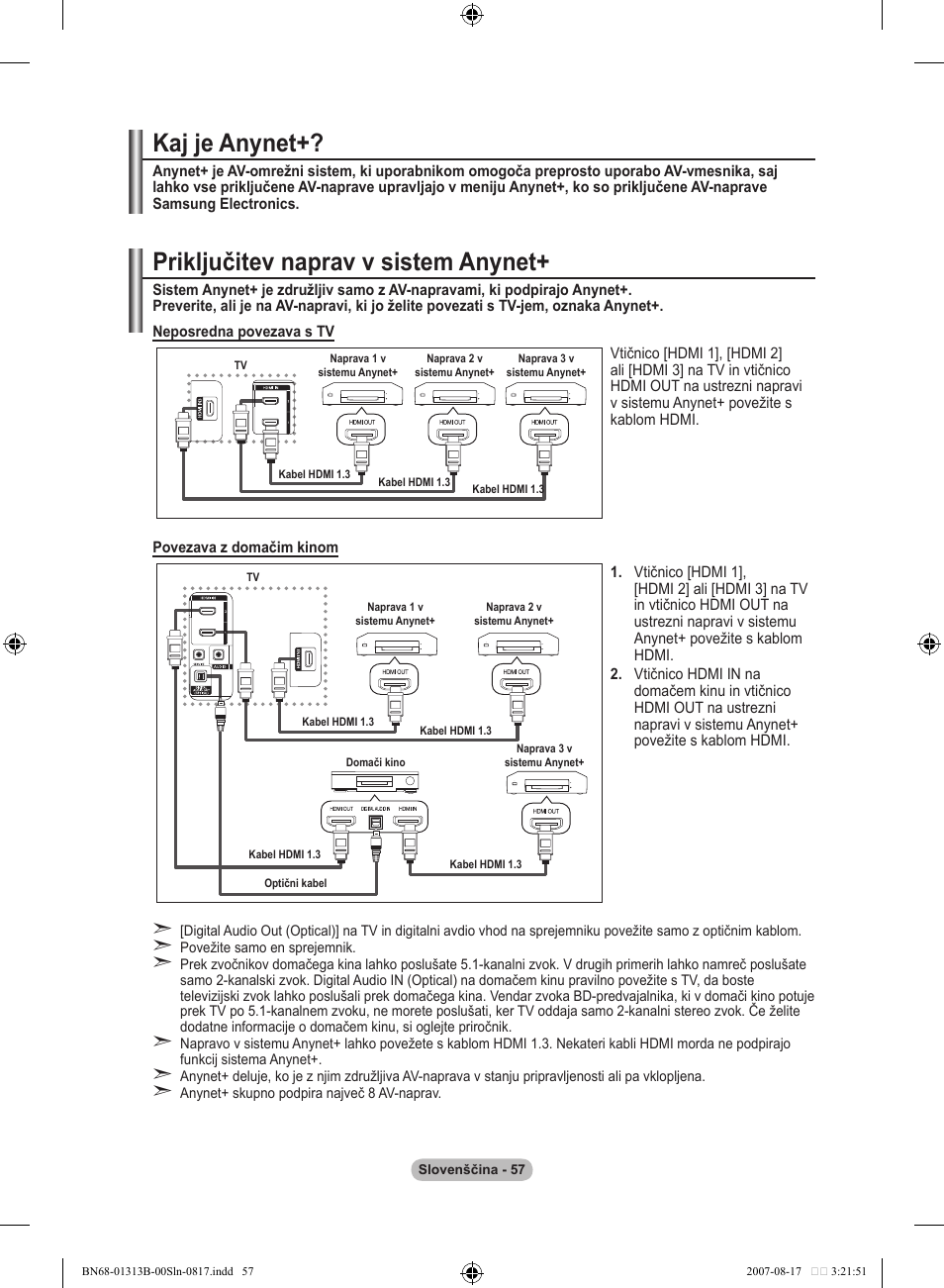 Kaj je anynet, Priključitev naprav v sistem anynet | Samsung LE52F96BD User Manual | Page 509 / 516