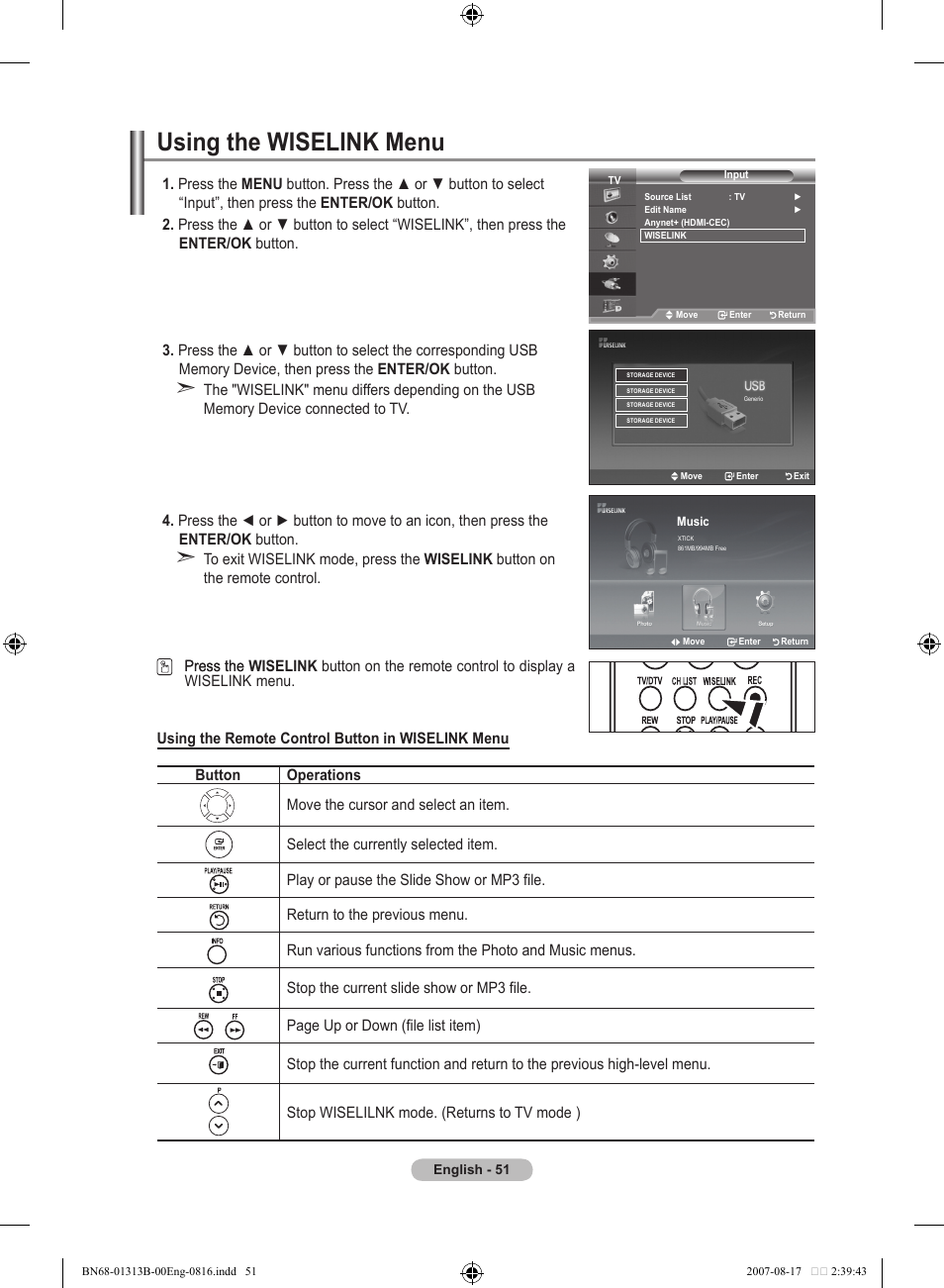 Using the wiselink menu | Samsung LE52F96BD User Manual | Page 53 / 516