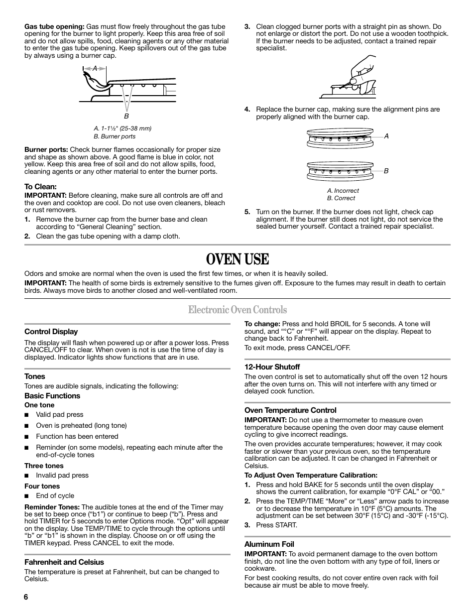 Oven use, Electronic oven controls | Amana AGR6011VDW User Manual | Page 6 / 12