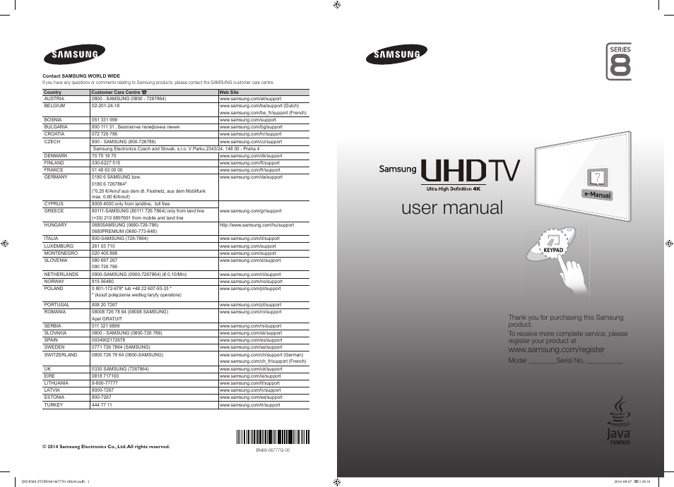 Samsung UE65HU8500Z User Manual | 76 pages