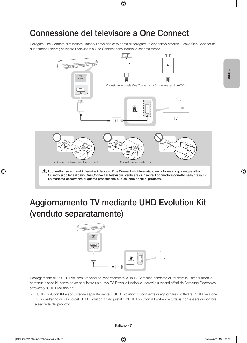 Connessione del televisore a one connect | Samsung UE65HU8500Z User Manual | Page 31 / 76