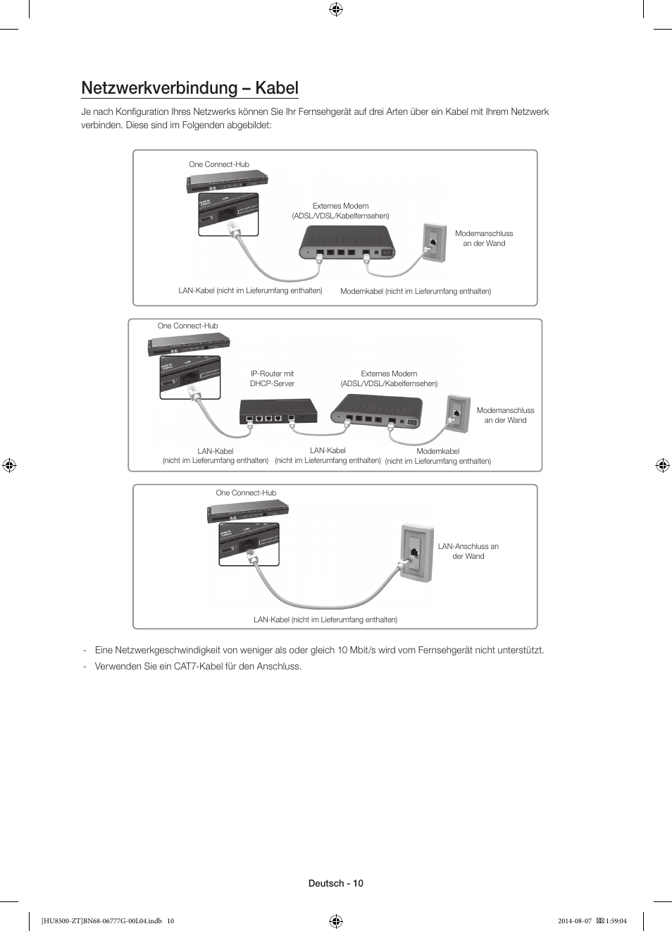 Netzwerkverbindung – kabel | Samsung UE65HU8500Z User Manual | Page 60 / 76