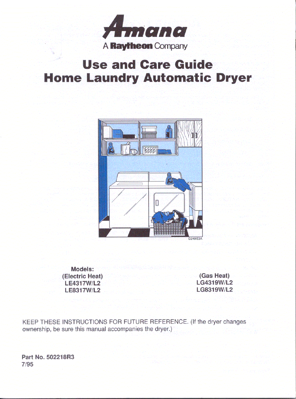 Amana LE8317W/L2 User Manual | 4 pages