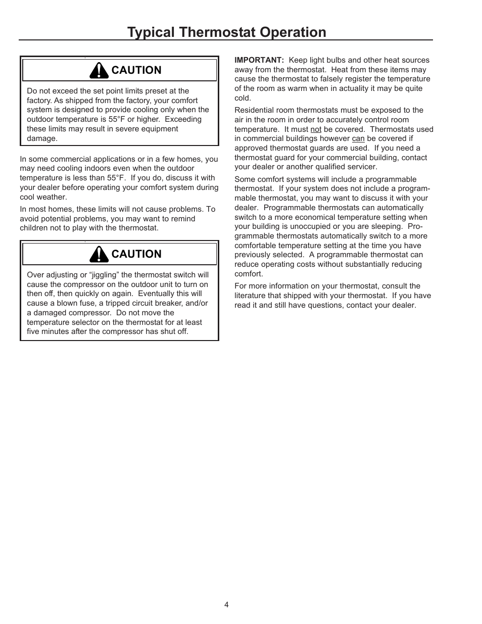 Typical thermostat operation | Amana R-410A User Manual | Page 4 / 10