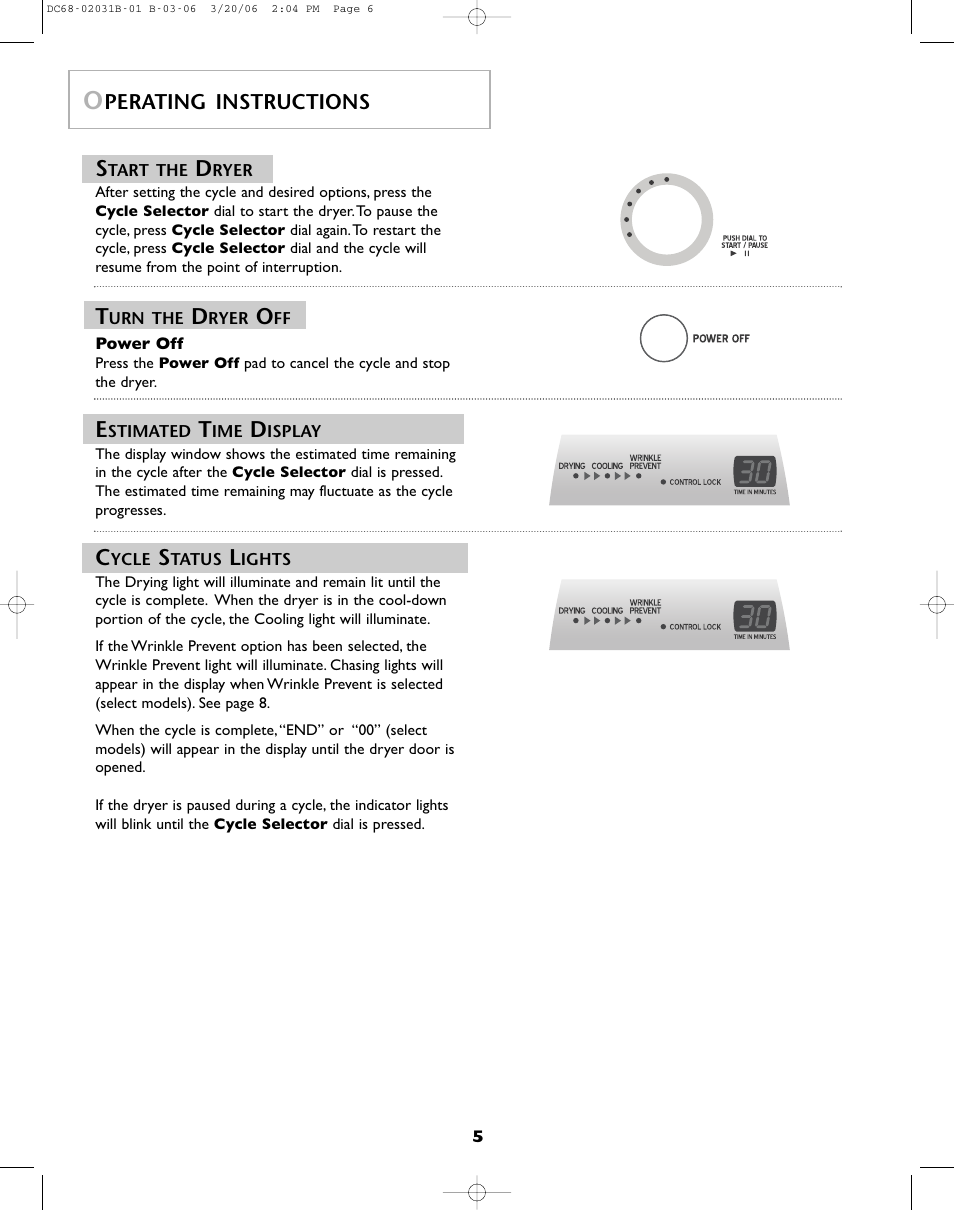 Perating instructions | Amana W101611016 User Manual | Page 6 / 48