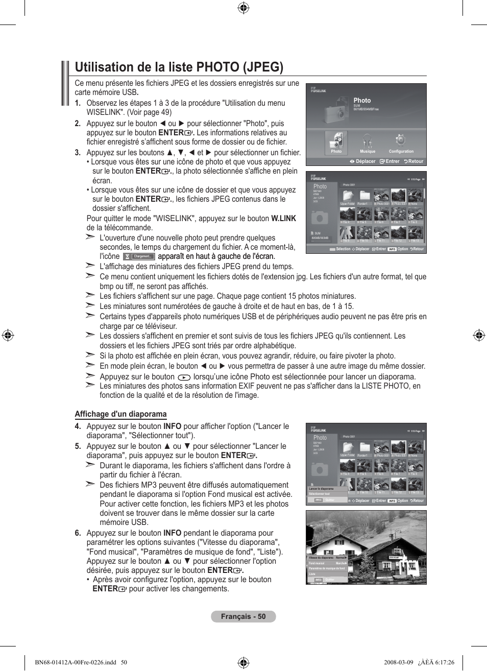 Utilisation de la liste photo (jpeg), Apparaît en haut à gauche de l'écran | Samsung LE37A656A1F User Manual | Page 120 / 546
