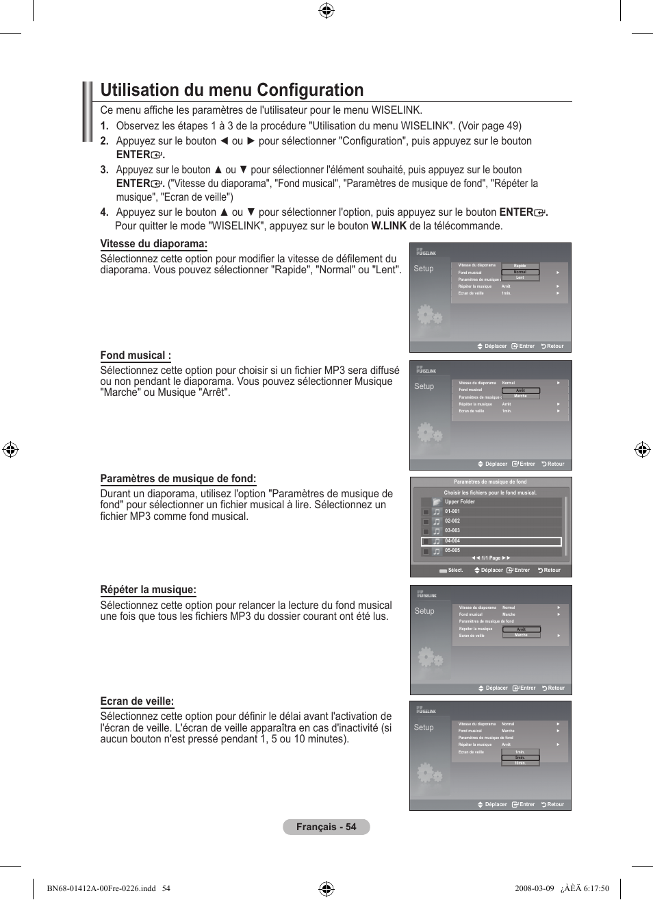 Utilisation du menu configuration, Français | Samsung LE37A656A1F User Manual | Page 124 / 546