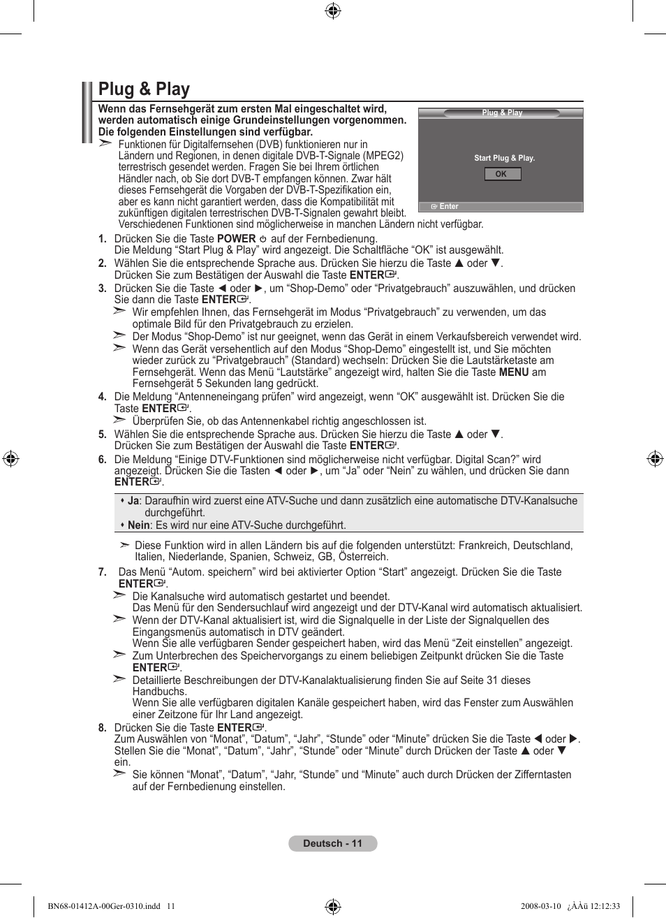 Plug & play | Samsung LE37A656A1F User Manual | Page 149 / 546