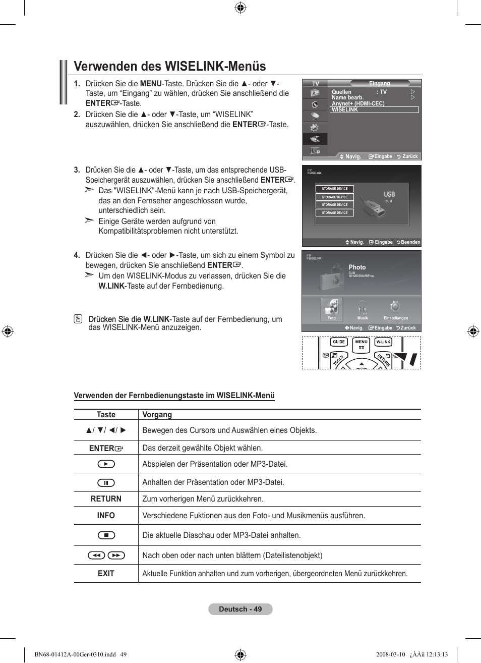 Verwenden des wiselink-menüs | Samsung LE37A656A1F User Manual | Page 187 / 546