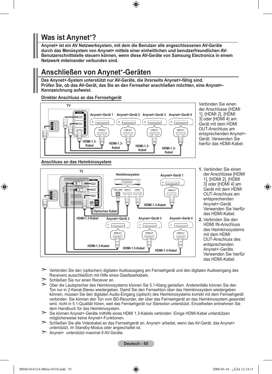 Was ist anynet, Anschließen von anynet, Geräten | Samsung LE37A656A1F User Manual | Page 193 / 546